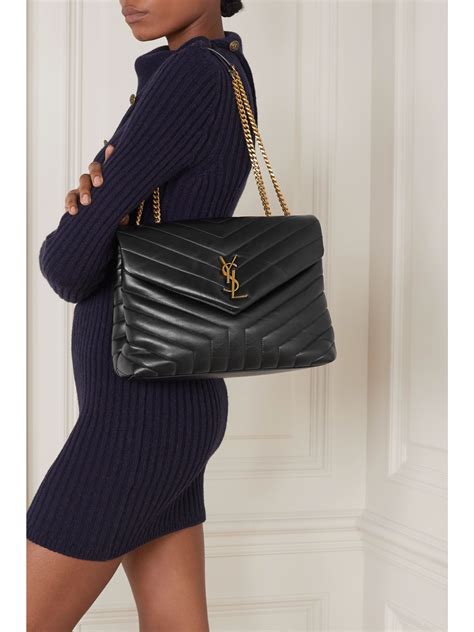 sac loulou noir ysl|SAINT LAURENT Loulou medium quilted leather shoulder bag.